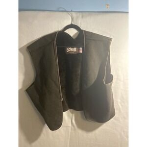 Schott NYC Vintage Faux Fur Jacket Liner Vest Brown Mens Size 52 Made in USA